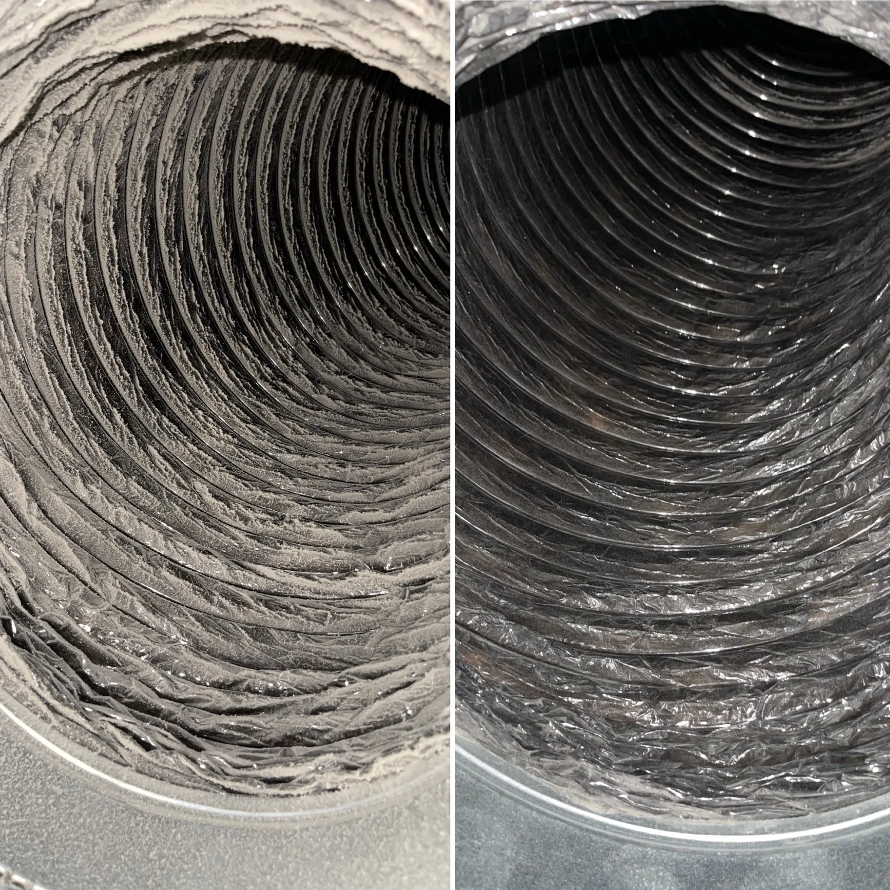 Dust buildup visible inside air duct